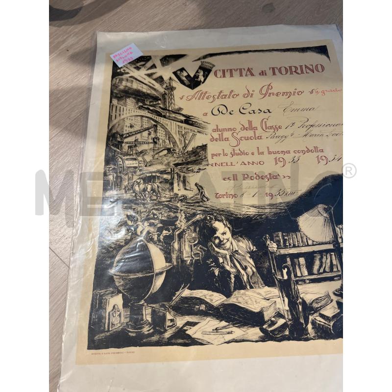 ATTESTATO CITTA' DI TORINO 1935 COLLEZIONISMO CARTACEO | Mercatino dell'Usato Faenza 3