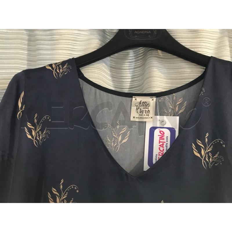 BLUSA DONNA BLU FIORE ATTICANDBARH SETA | Mercatino dell'Usato Faenza 2