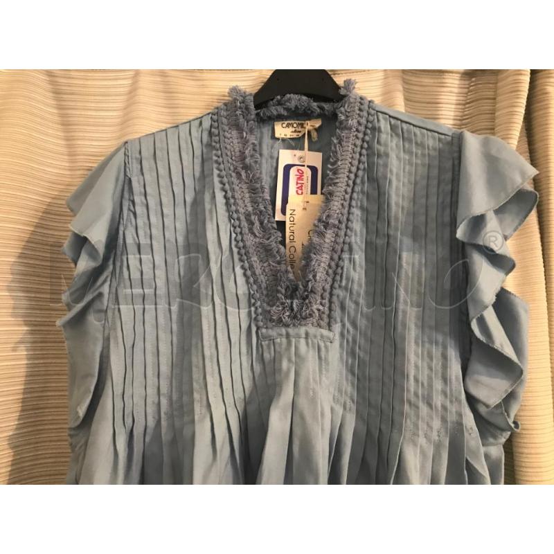 BLUSA DONNA CAMOMILLA AZZURRA PIEGHE | Mercatino dell'Usato Faenza 2