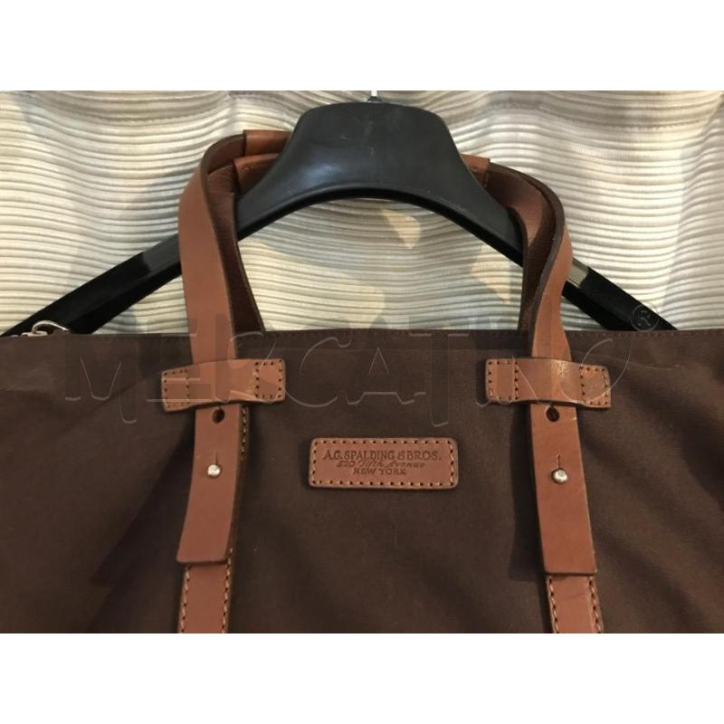 BORSA AG SPALDING & BROS. MARRONE INSERTI IN PELLE TRACOLLA  | Mercatino dell'Usato Faenza 2