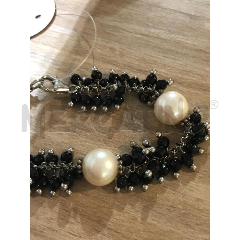 BRACCIALE ARG. PERLE E AGATA NERA 19.5CM | Mercatino dell'Usato Faenza 2