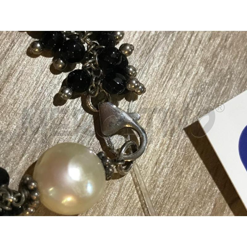 BRACCIALE ARG. PERLE E AGATA NERA 19.5CM | Mercatino dell'Usato Faenza 3