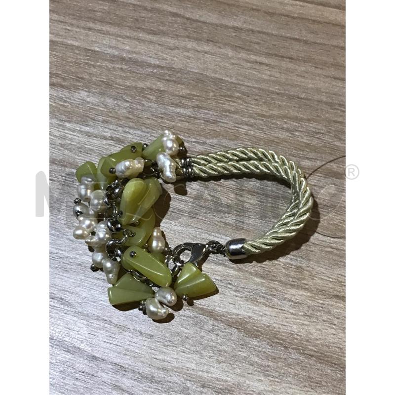 BRACCIALE ARG. TESSUTO PIETRA GIALLO VERDE PERLE  | Mercatino dell'Usato Faenza 1