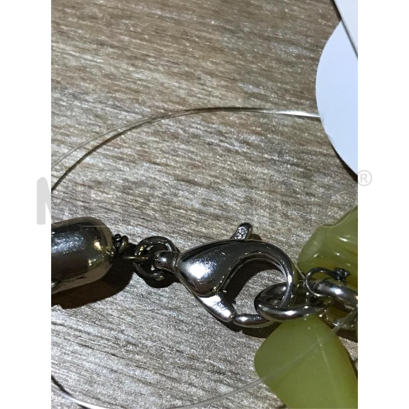 BRACCIALE ARG. TESSUTO PIETRA GIALLO VERDE PERLE  | Mercatino dell'Usato Faenza 3