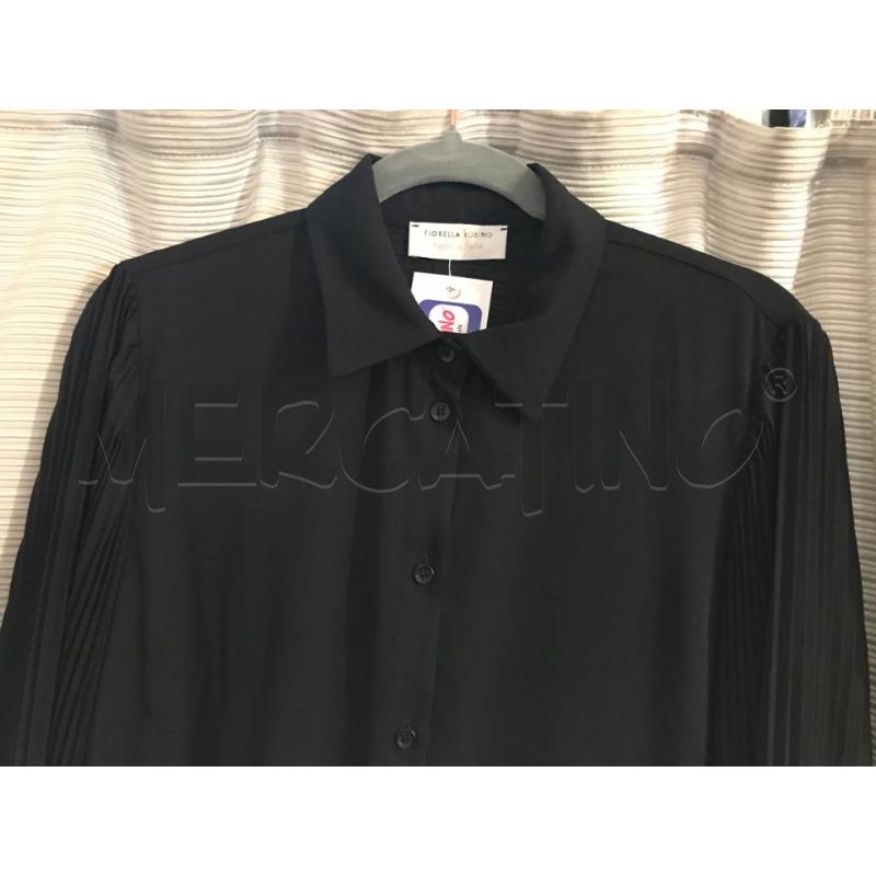 CAMICIA DONNA FIORELLA RUBINO NERA MANICA PLISSETTATA TG 39 48 | Mercatino dell'Usato Faenza 2