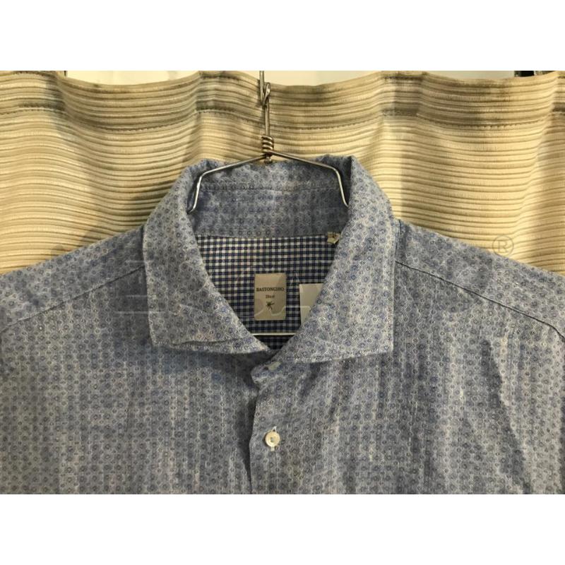 CAMICIA UOMO BASTONCINO 100 LINO MICRO GEOMETRIE  | Mercatino dell'Usato Faenza 2