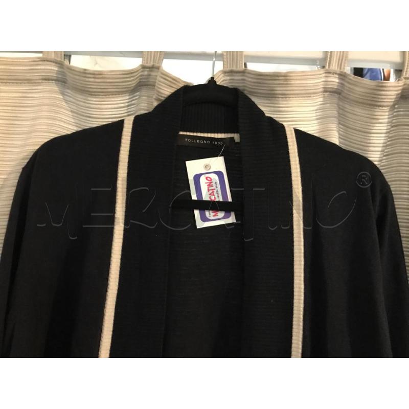 CARDIGAN DONNA TOLLEGNO BLU RIGA BIANCA SETA CASHMERE  | Mercatino dell'Usato Faenza 2