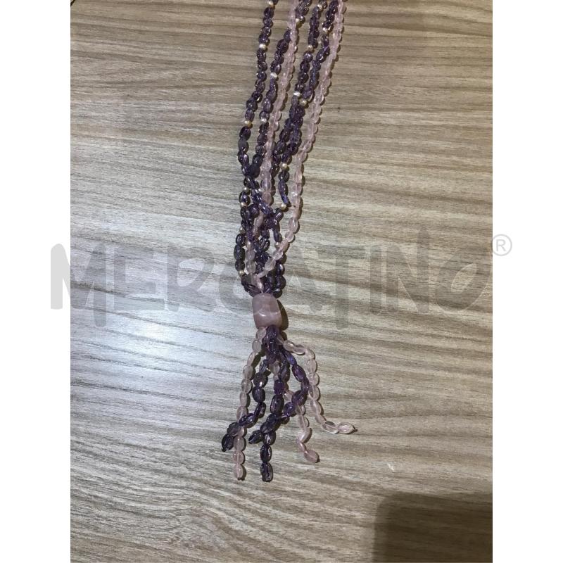 COLLANA AMETISTA E QUARZO ROSA PERLE MODELLO NODO  | Mercatino dell'Usato Faenza 1