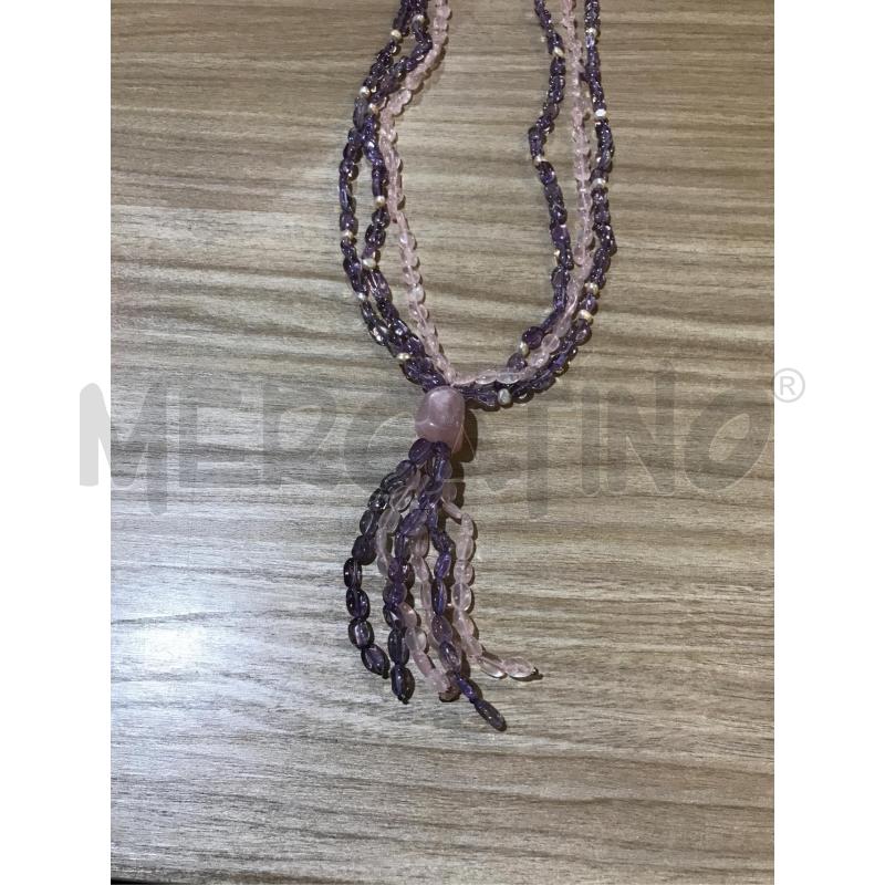 COLLANA AMETISTA E QUARZO ROSA PERLE MODELLO NODO  | Mercatino dell'Usato Faenza 3