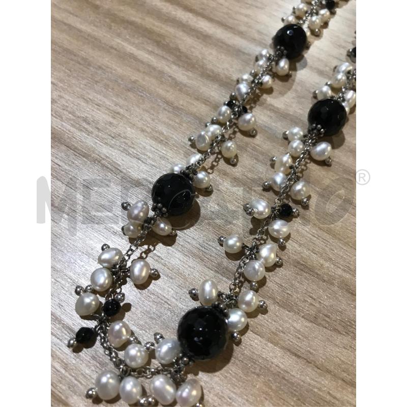 COLLANA ARG. AGATA NERA E PERLE  | Mercatino dell'Usato Faenza 2