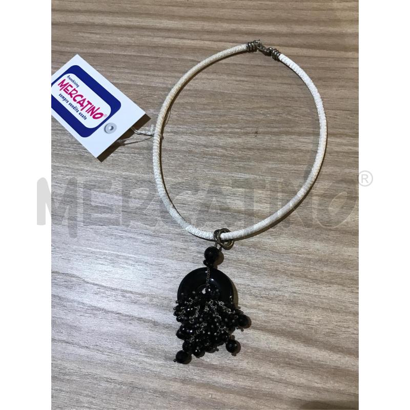 COLLANA GIROCOLLO TESSUTO ARG. AGATA NERA  | Mercatino dell'Usato Faenza 1
