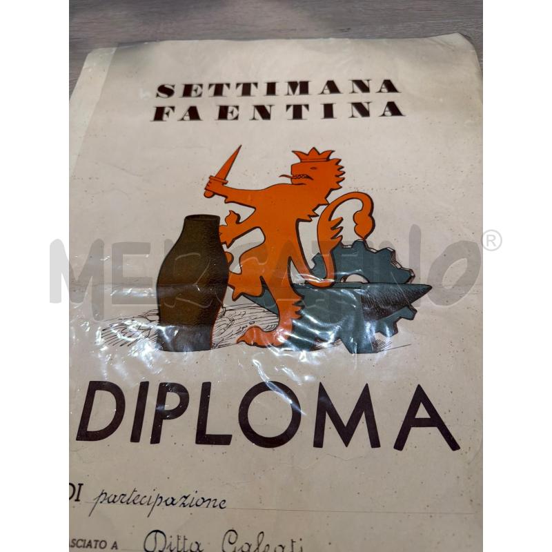 DIPLOMA SETTIMANA FAENTINA 1952 COLLEZIONISMO CARTACEO  | Mercatino dell'Usato Faenza 3