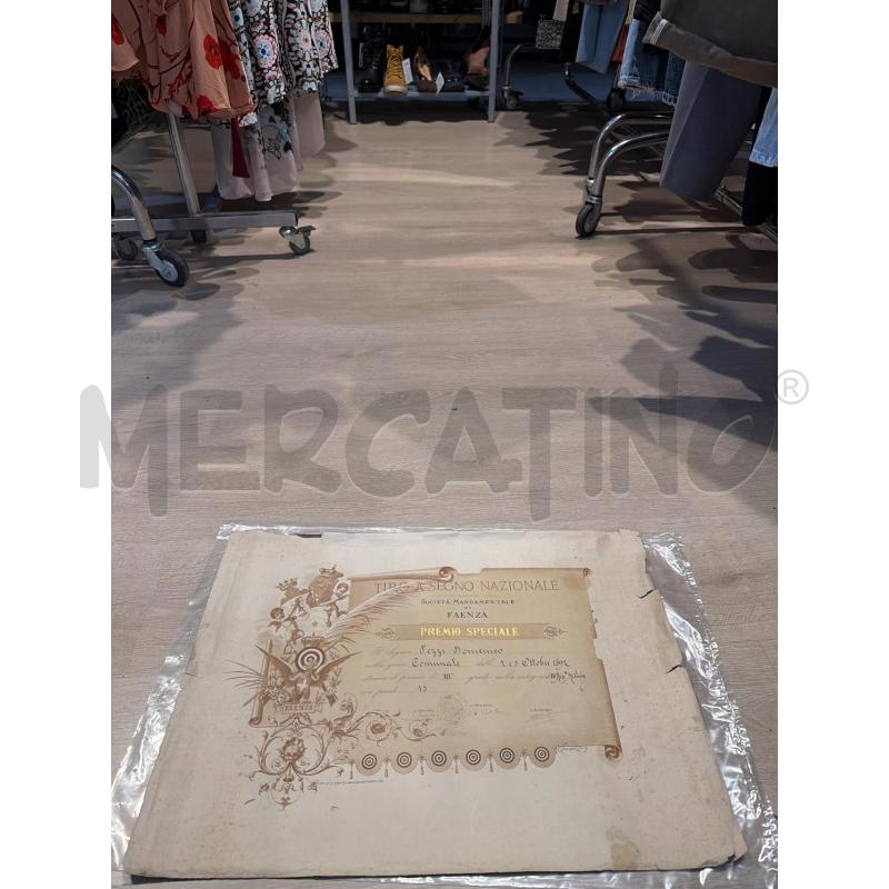 DIPLOMA TIRO A SEGNO NAZIONALE FAENZA 1892 | Mercatino dell'Usato Faenza 1
