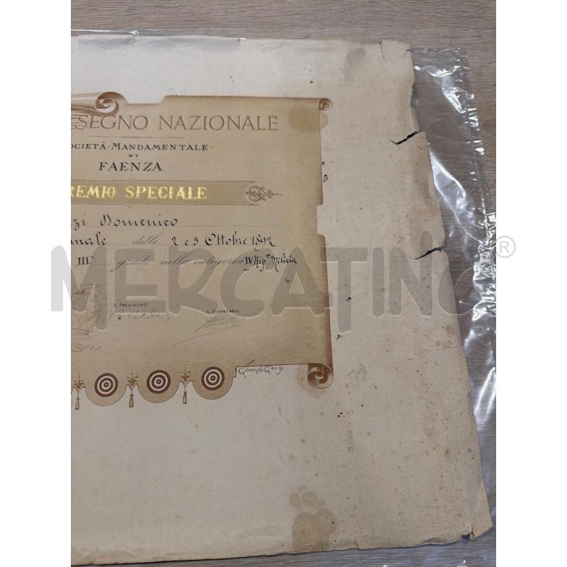 DIPLOMA TIRO A SEGNO NAZIONALE FAENZA 1892 | Mercatino dell'Usato Faenza 2