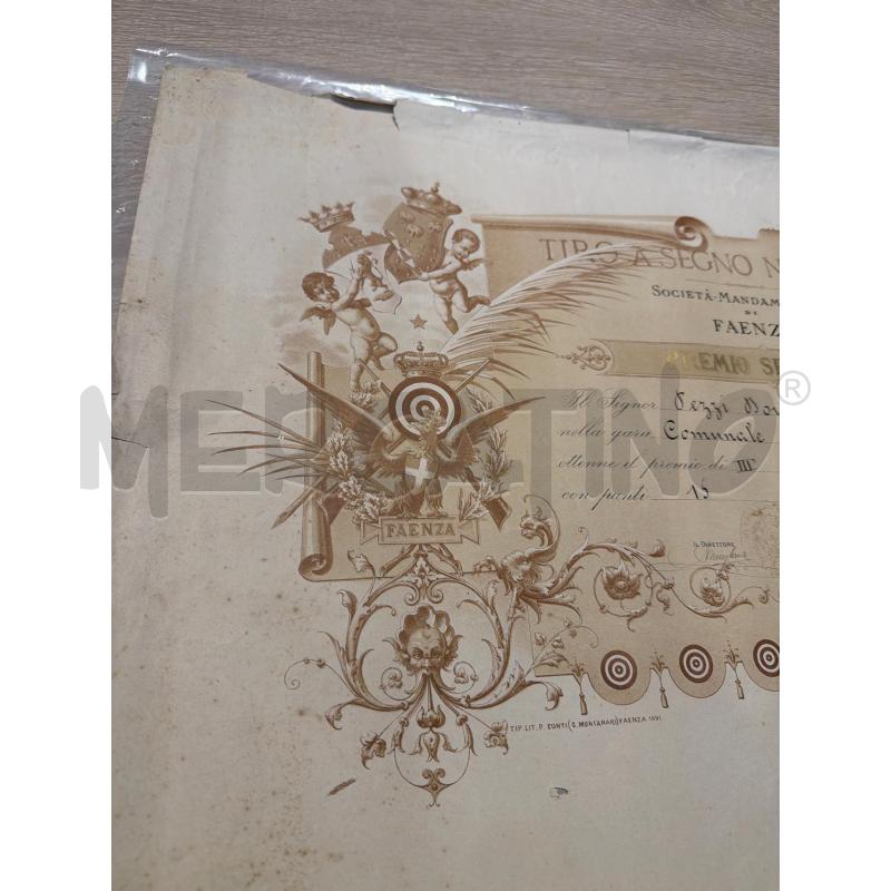 DIPLOMA TIRO A SEGNO NAZIONALE FAENZA 1892 | Mercatino dell'Usato Faenza 3