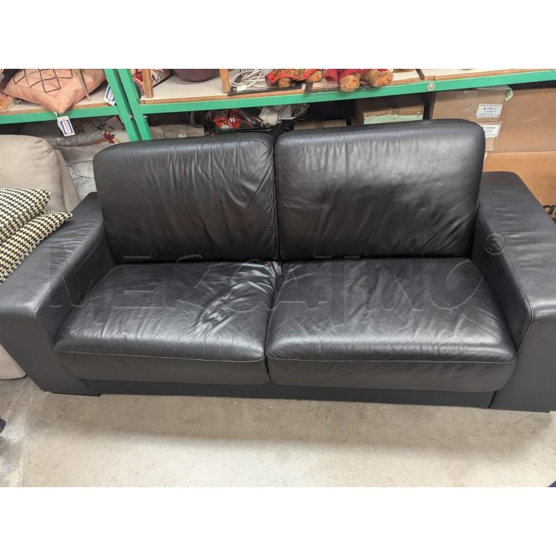 DIVANO PELLE 2 POSTI NERO - L215CM | Mercatino dell'Usato Faenza 1