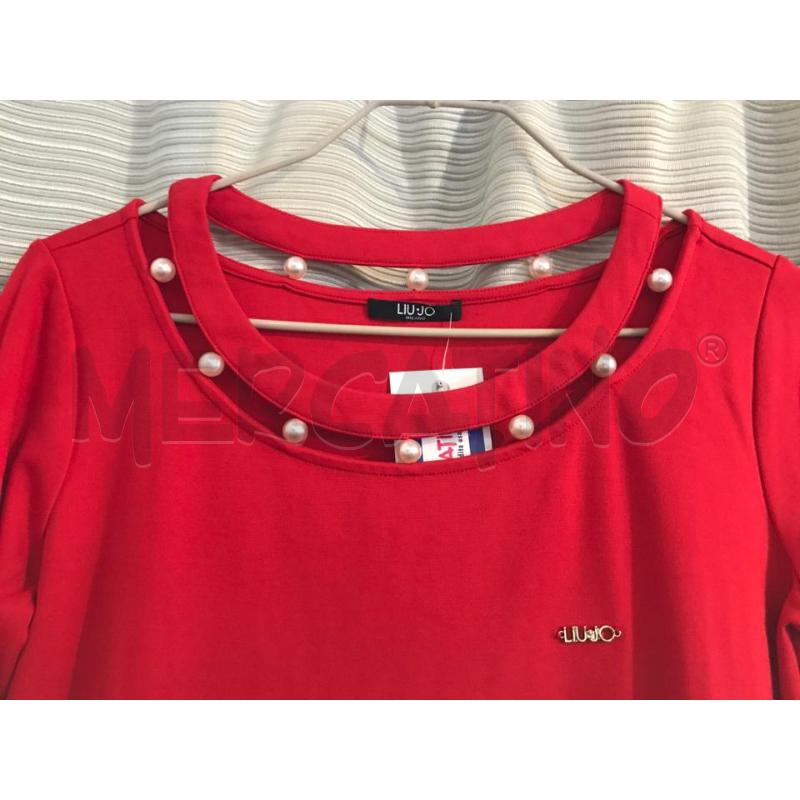 FELPA DONNA LIUJO ROSSO BORDO COLLO PERLE | Mercatino dell'Usato Faenza 2