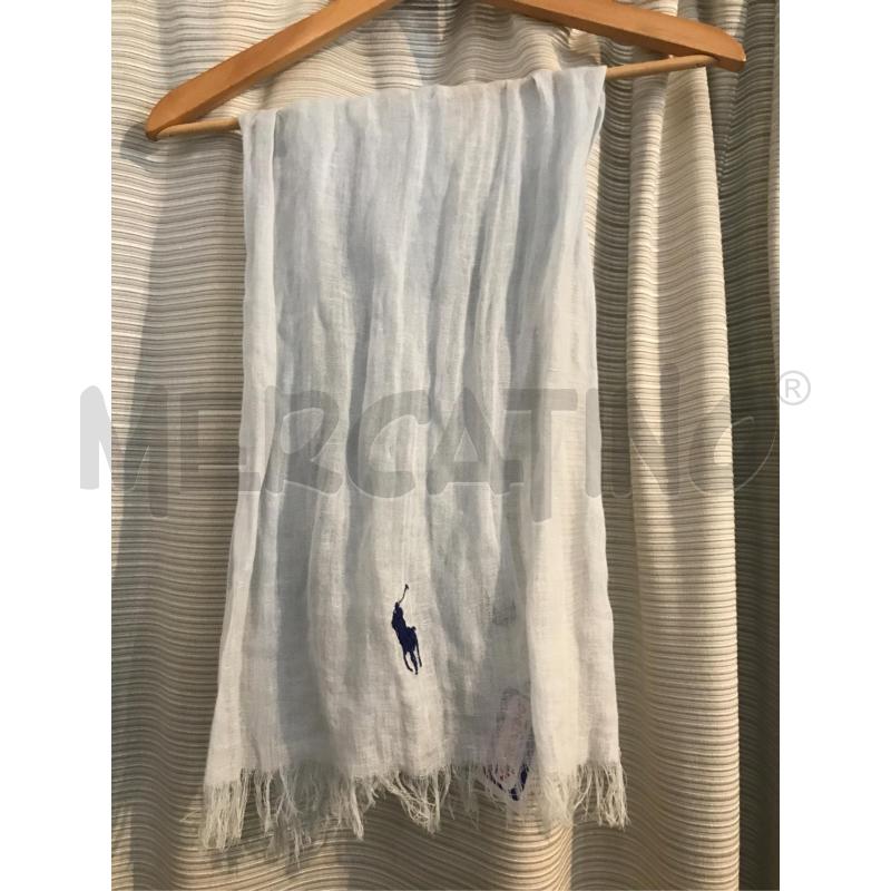 FOULARD SCIARPA LINO COTONE POLO RALPH LAUREN AZZURRO LOGO BLU | Mercatino dell'Usato Faenza 1