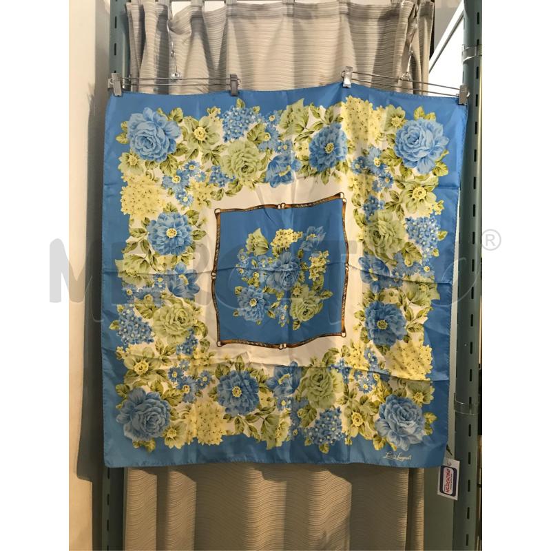 FOULARD SETA LUISA SPAGNOLI FIORI VERDE GIALLO AZZURRO  | Mercatino dell'Usato Faenza 1