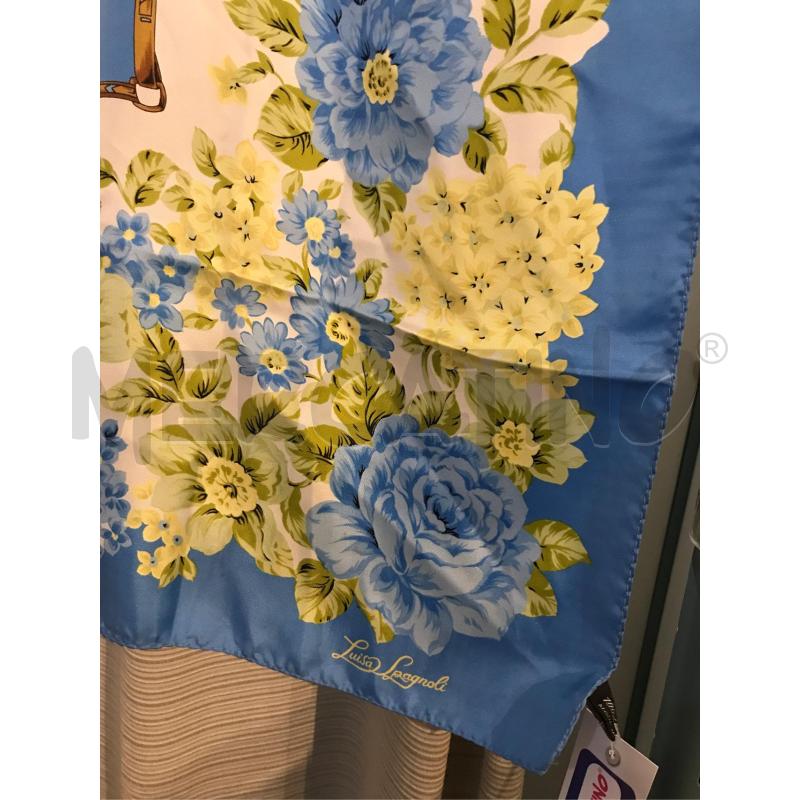 FOULARD SETA LUISA SPAGNOLI FIORI VERDE GIALLO AZZURRO  | Mercatino dell'Usato Faenza 2