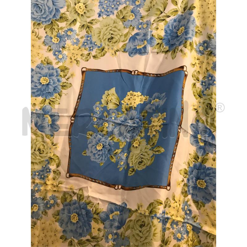 FOULARD SETA LUISA SPAGNOLI FIORI VERDE GIALLO AZZURRO  | Mercatino dell'Usato Faenza 4