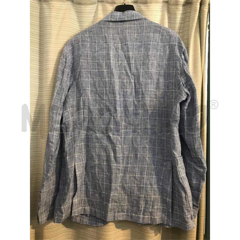 GIACCA UOMO BASTONCINO 100 LINO QUADRI AZZURRO TG 54 | Mercatino dell'Usato Faenza 2
