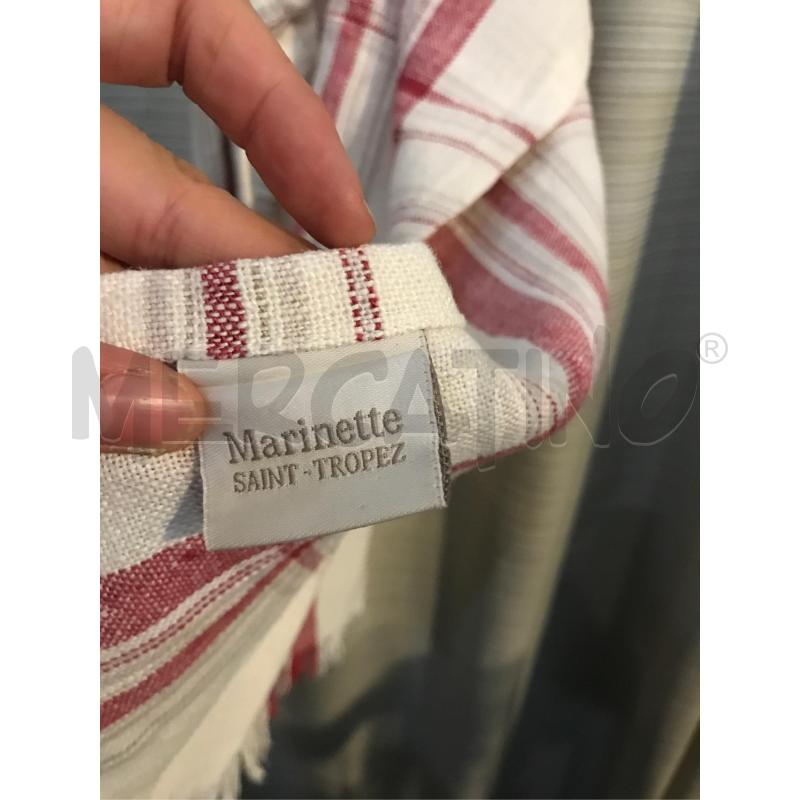 GREMBIULE MARINETTE SAINT TROPEZ LINO PANNA RIGHE BORDEAUX FIORI  | Mercatino dell'Usato Faenza 3