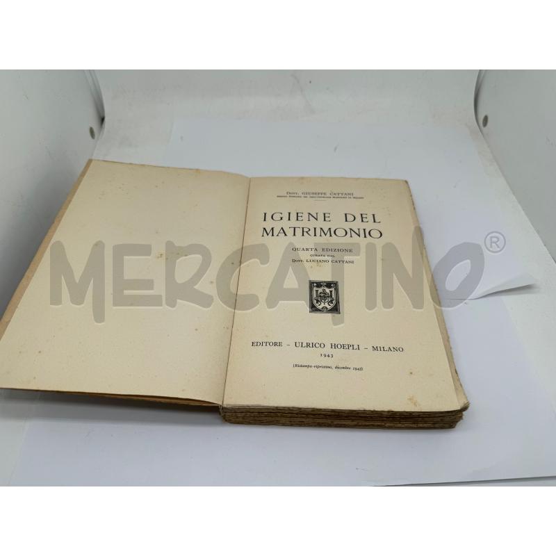 IGIENE DEL MATRIMONIO DOTT.CATTANI HOEPLI 1943 | Mercatino dell'Usato Faenza 2