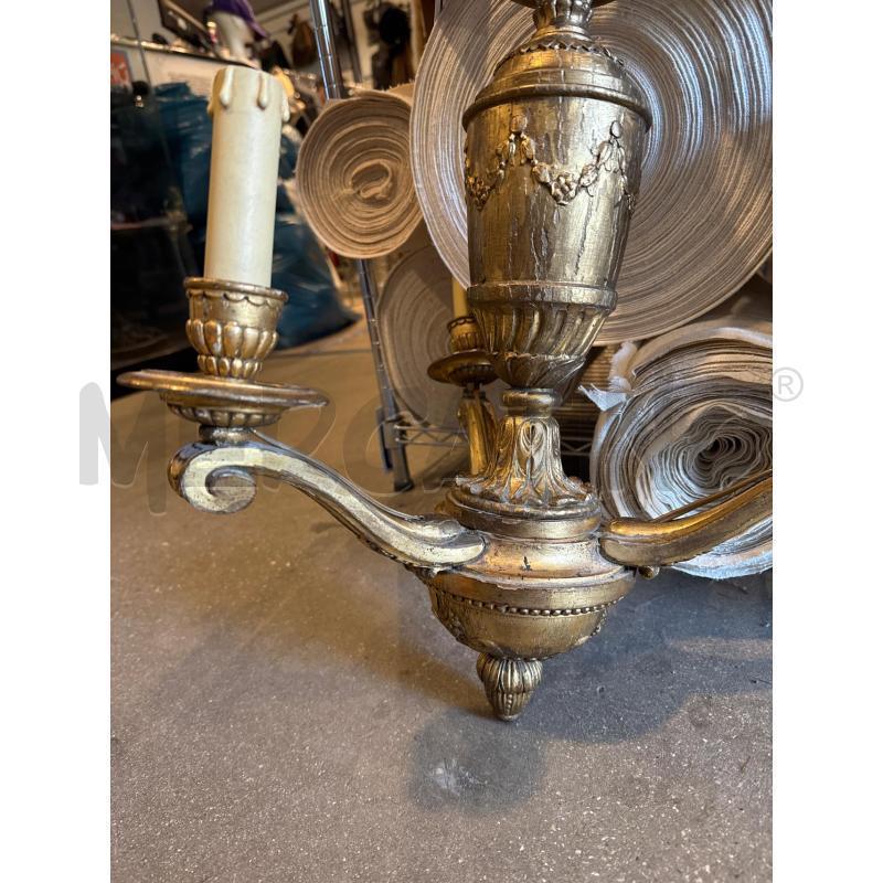 LAMPADARIO LEGNO FOGLIA D'ORO  | Mercatino dell'Usato Faenza 3