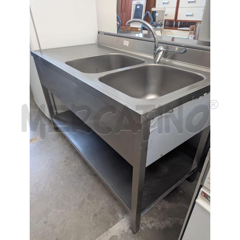 LAVELLO ACCIAIO INOX PROFESSIONALE DOPPIO 140X70 H85CM | Mercatino dell'Usato Faenza 3