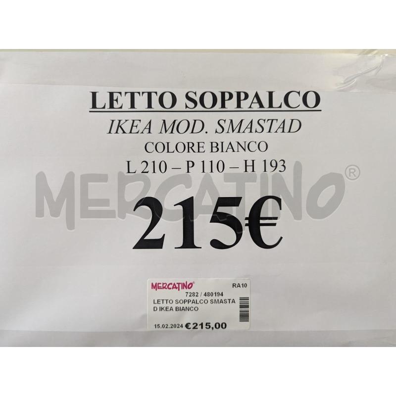 LETTO SOPPALCO SMASTAD IKEA BIANCO | Mercatino dell'Usato Faenza 4