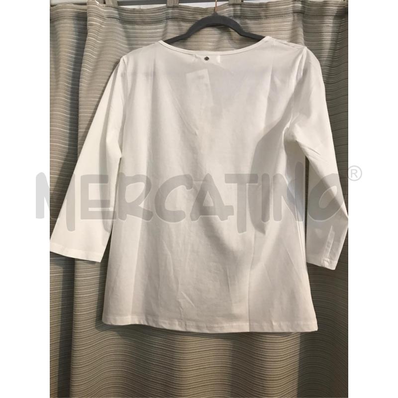 MAGLIA DONNA CAMOMILLA BIANCA FIORE AZZURRO | Mercatino dell'Usato Faenza 3