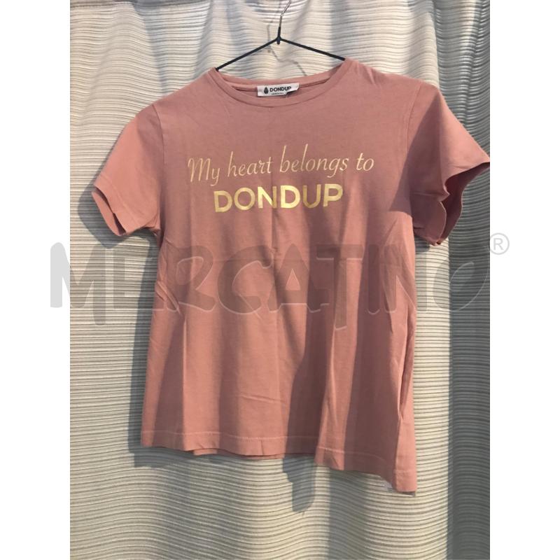 MAGLIETTA BAMBINA DONDUP ROSA SCRITTA ORO TG M | Mercatino dell'Usato Faenza 1