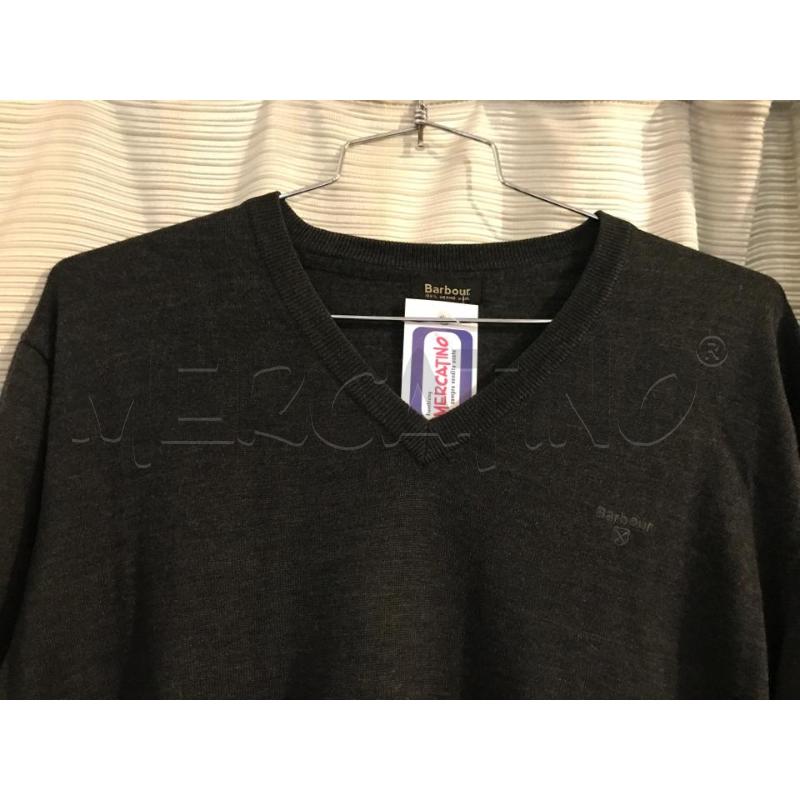 MAGLIONE UOMO BARBOUR GRIGIO SCURO 100 LANA MERINO XXL | Mercatino dell'Usato Faenza 2