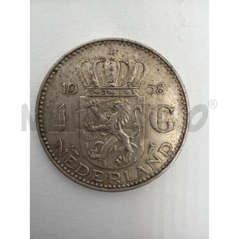 MONETA 1 GULDEN 1958, OLANDA NEDERLAND JULIANA ARGENTO | Mercatino dell'Usato Faenza 3