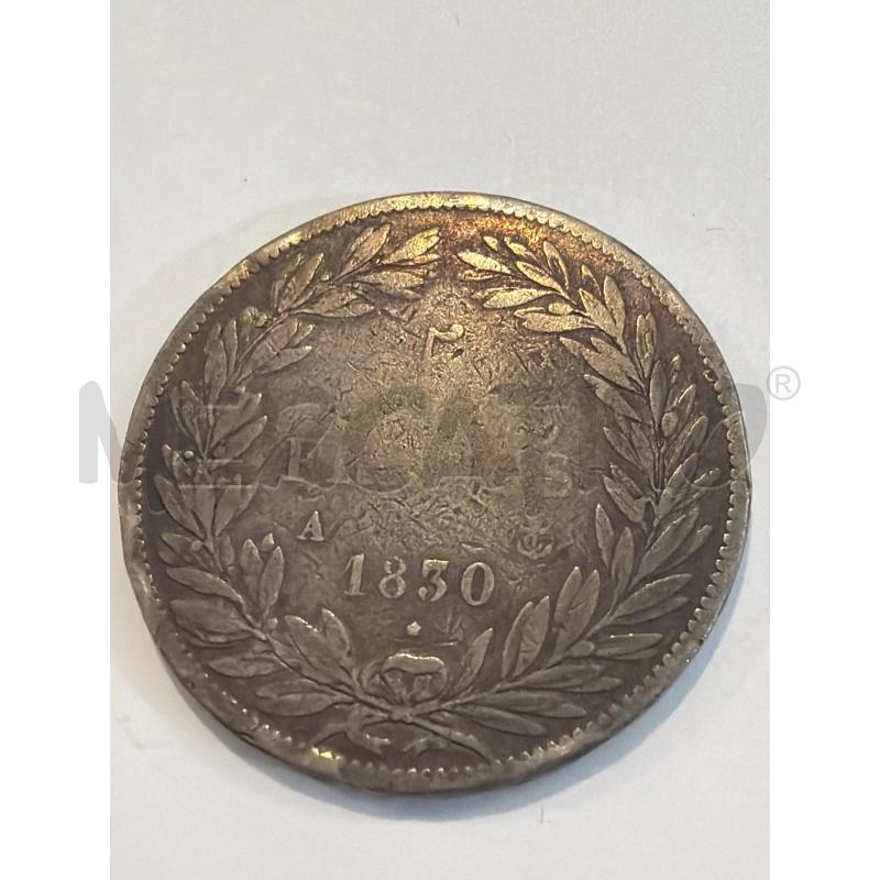 MONETA ARGENTO LOUIS PHILIPPE 1830-1848 - 5 FRANCHI 1830  | Mercatino dell'Usato Faenza 3