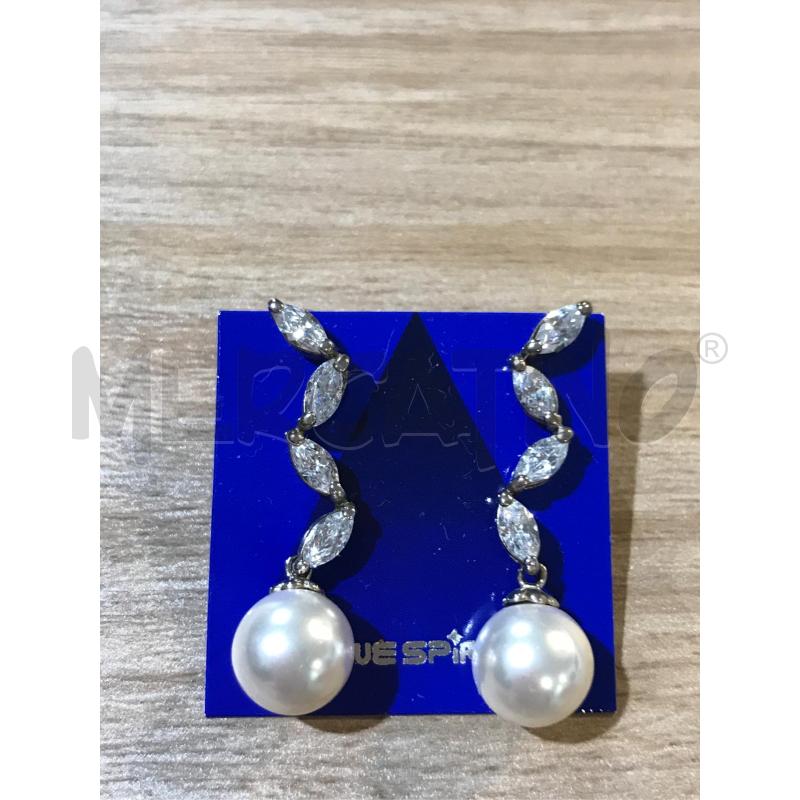 ORECCHINI ARG.925 ZIRCONI PERLE CIRCA 3.5 CM  | Mercatino dell'Usato Faenza 1