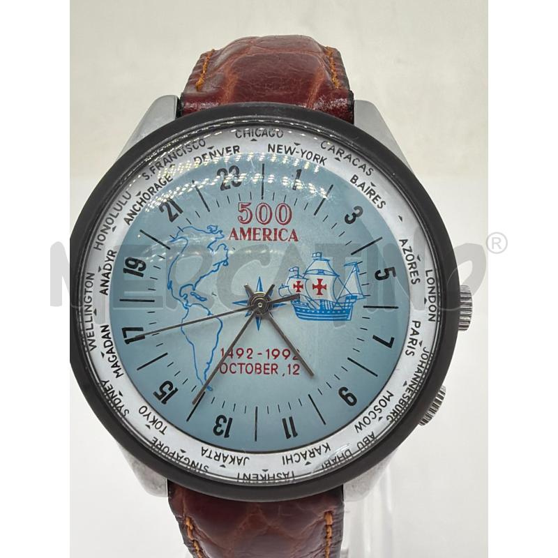 OROLOGIO RUSSO RAKETA WORLDTIMER 24H 500 AMERICA CON QUADRANTE BLU MECCANICO MANUALE | Mercatino dell'Usato Faenza 2