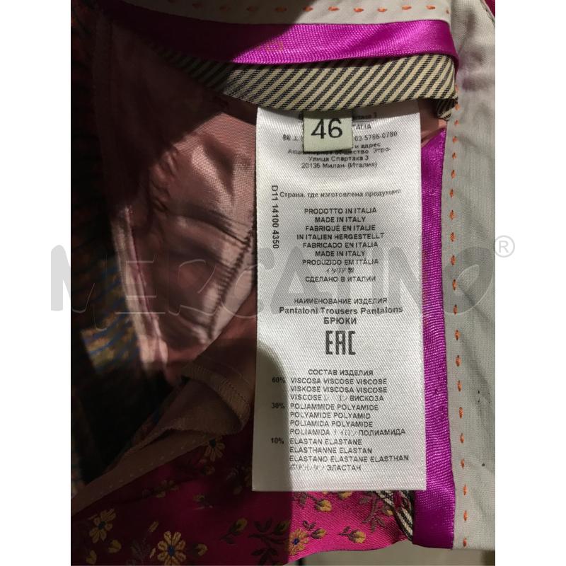 PANTALONE DONNA ETRO FUXIA FIORE GIALLO | Mercatino dell'Usato Faenza 4