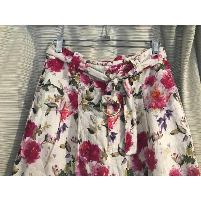 PANTALONE DONNA LIUJO LINO FIORE BIANCO FUXIA VITA ALTA | Mercatino dell'Usato Faenza 2