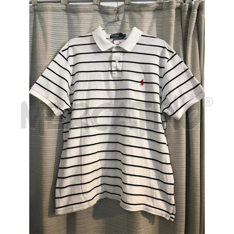 POLO UOMO RALPH LAUREN BIANCA RIGA BLU  | Mercatino dell'Usato Faenza 1