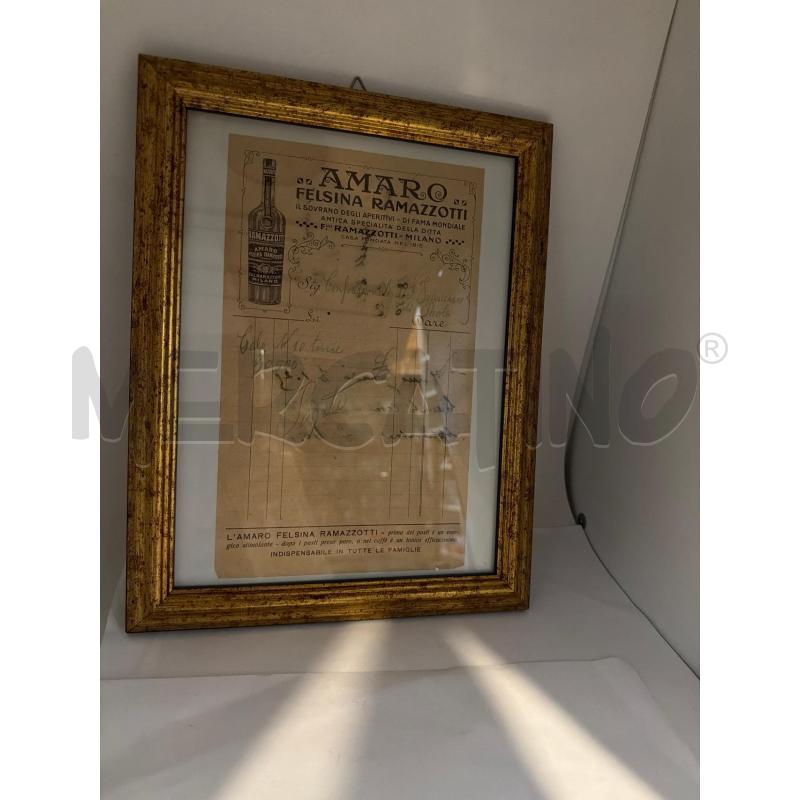 QUADRETTO FATTURA ANTICA AMARO RAMAZZOTTI | Mercatino dell'Usato Faenza 1