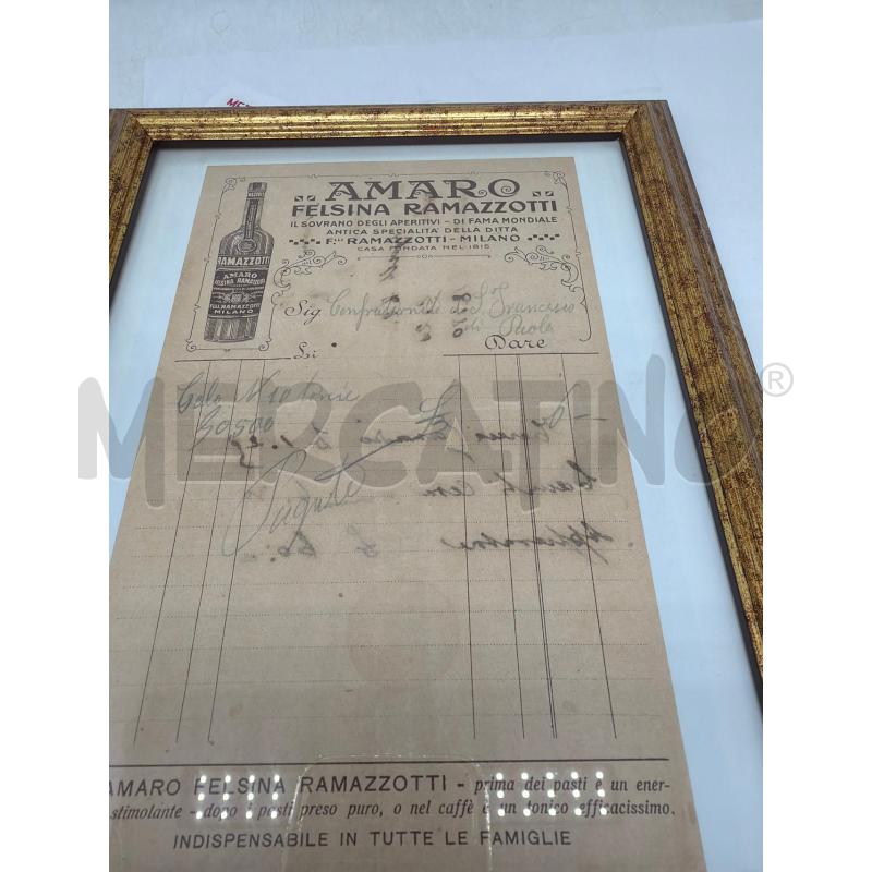 QUADRETTO FATTURA ANTICA AMARO RAMAZZOTTI | Mercatino dell'Usato Faenza 3