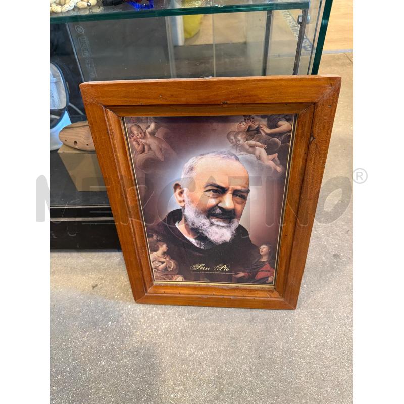 QUADRETTO PADRE PIO CORNICE LEGNO  | Mercatino dell'Usato Faenza 3