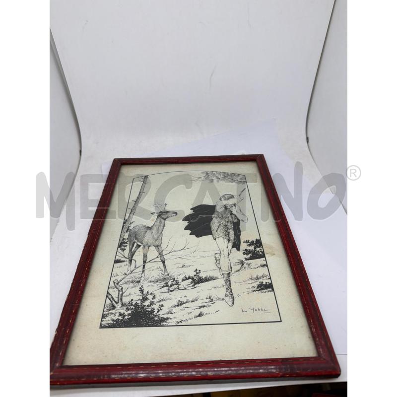 QUADRETTO VECCHIO IMMAGINE LUIGI YOBBI ILLUSTRAZIONE LIBERTY ART NOUVEAU  | Mercatino dell'Usato Faenza 1