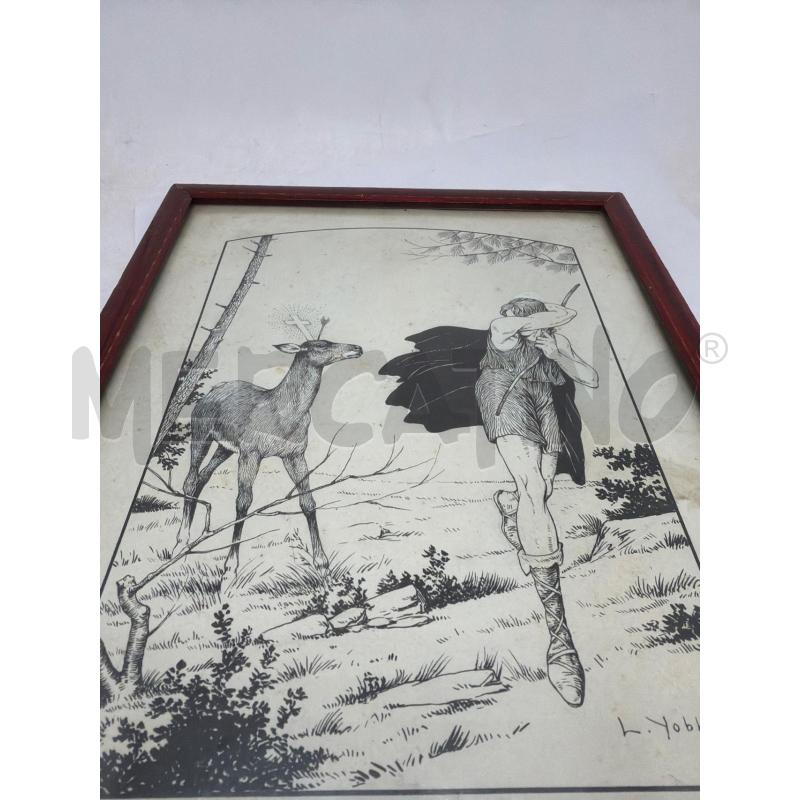 QUADRETTO VECCHIO IMMAGINE LUIGI YOBBI ILLUSTRAZIONE LIBERTY ART NOUVEAU  | Mercatino dell'Usato Faenza 3
