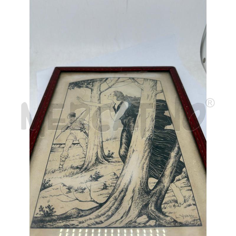 QUADRETTO VECCHIO IMMAGINE LUIGI YOBBI ILLUSTRAZIONE LIBERTY ART NOUVEAU  | Mercatino dell'Usato Faenza 3