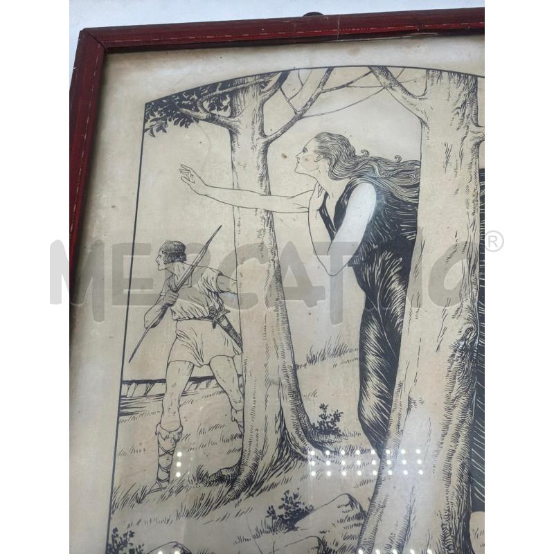 QUADRETTO VECCHIO IMMAGINE LUIGI YOBBI ILLUSTRAZIONE LIBERTY ART NOUVEAU  | Mercatino dell'Usato Faenza 4