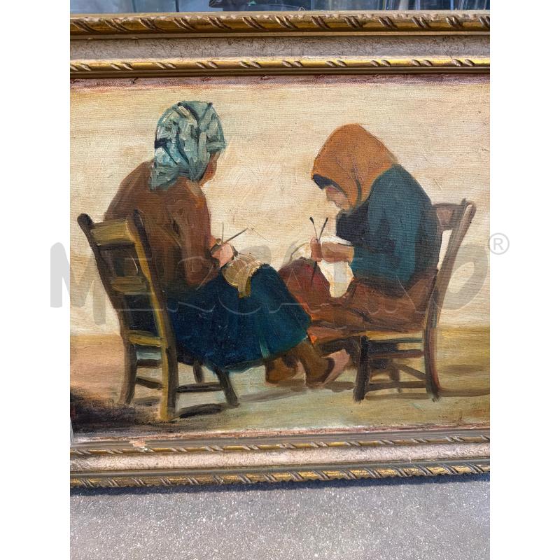QUADRO CULTURA CONTADINA PITTURA ANZIANE CUCIONO  | Mercatino dell'Usato Faenza 4