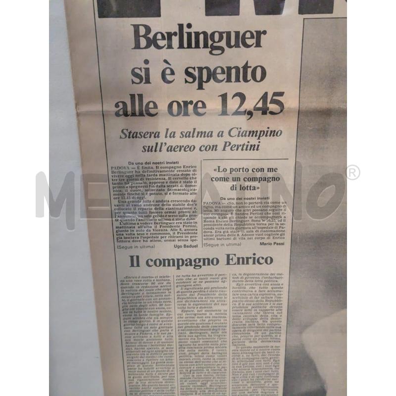 QUADRO FOGLIO L'UNITA' MORTE BERLINGUER 1984 | Mercatino dell'Usato Faenza 4